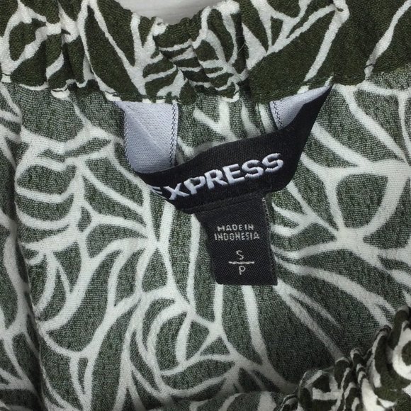 Express Off Shoulder Flowy Sage Green Romper, S - Picture 5 of 6